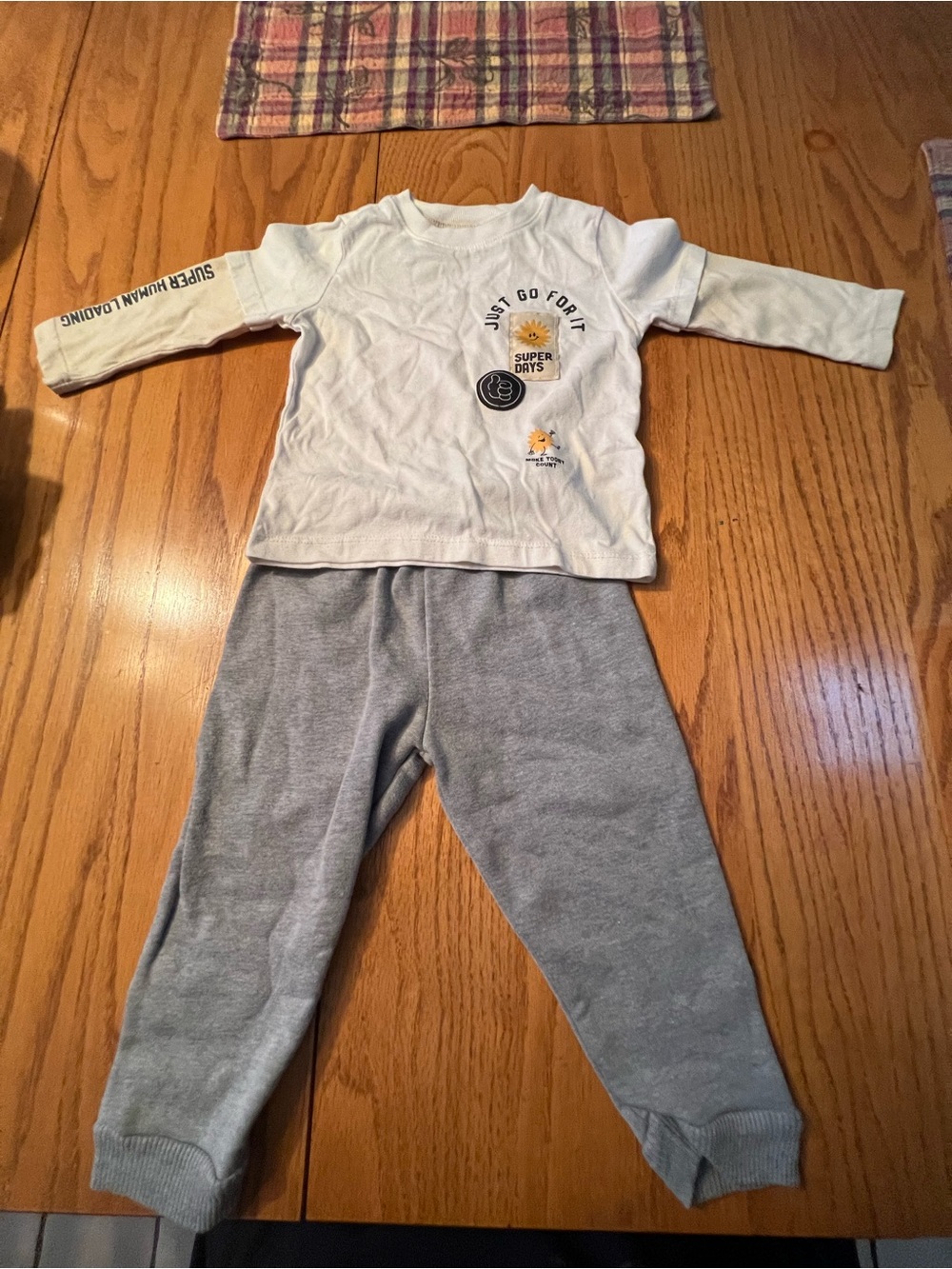 Garanimals Kids Long-Sleeve Top and Gray Pants Set, GUC, Size 18 months